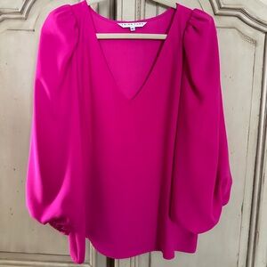 Trina Turk Fuchsia V-Neck Blouse